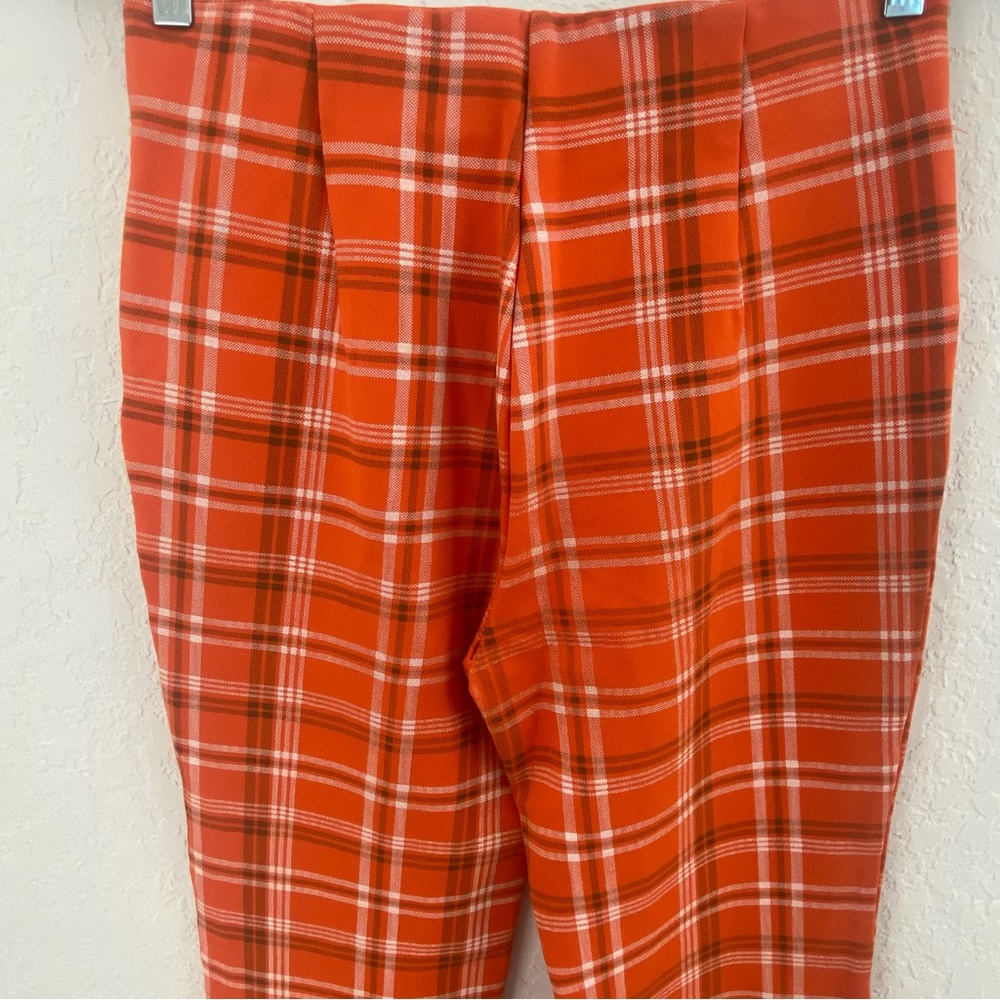 I.AM.GIA Polaris Orange Plaid checkered high rise flare Pants Large - Picture 7 of 8